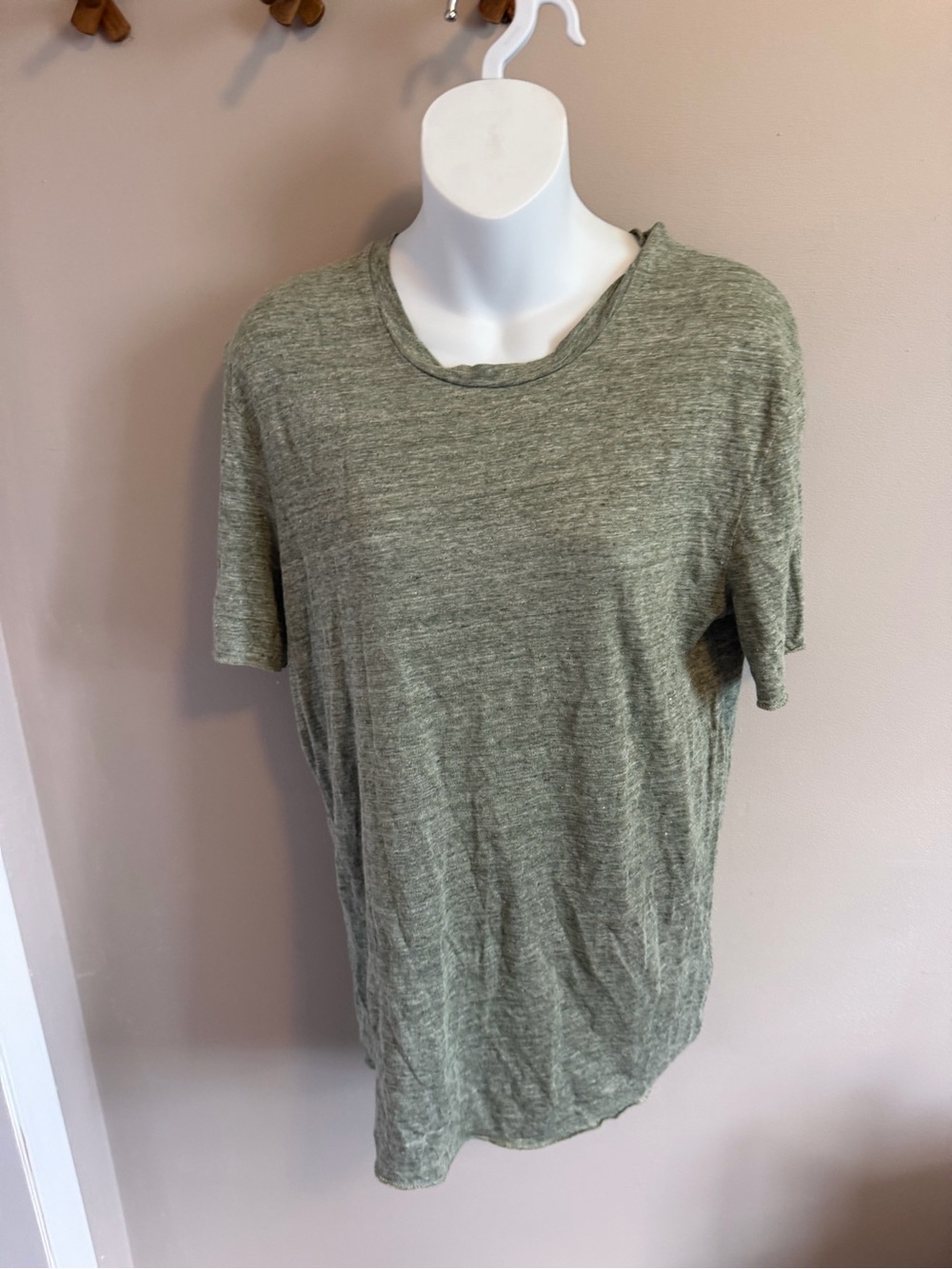 Paloma Van Den Akker Sage Green 100% Linen Knit T-Shirt Oversized XS